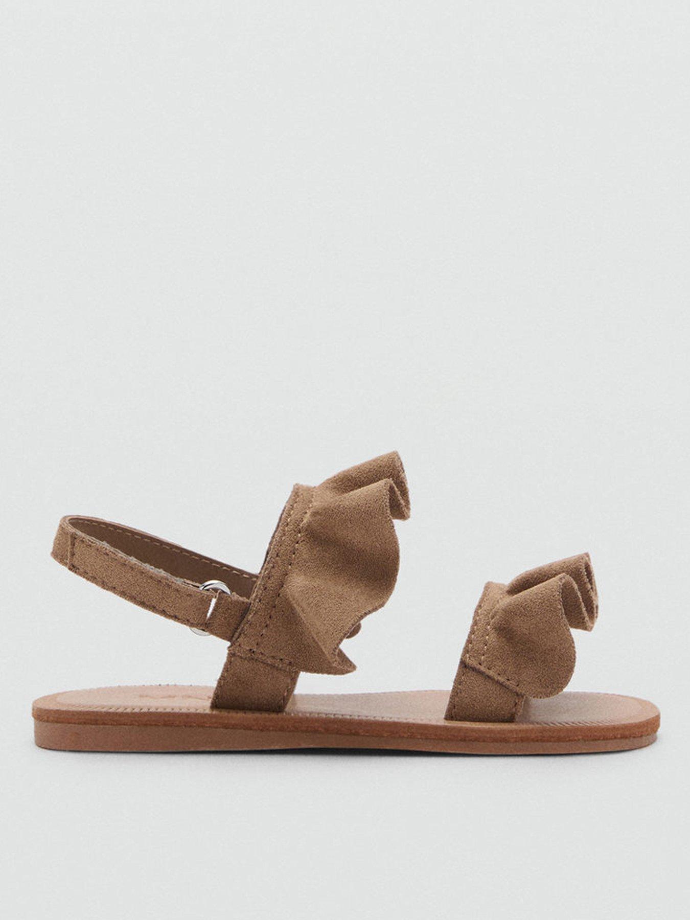 undefined Younger Girls Frill Sandals - Brown