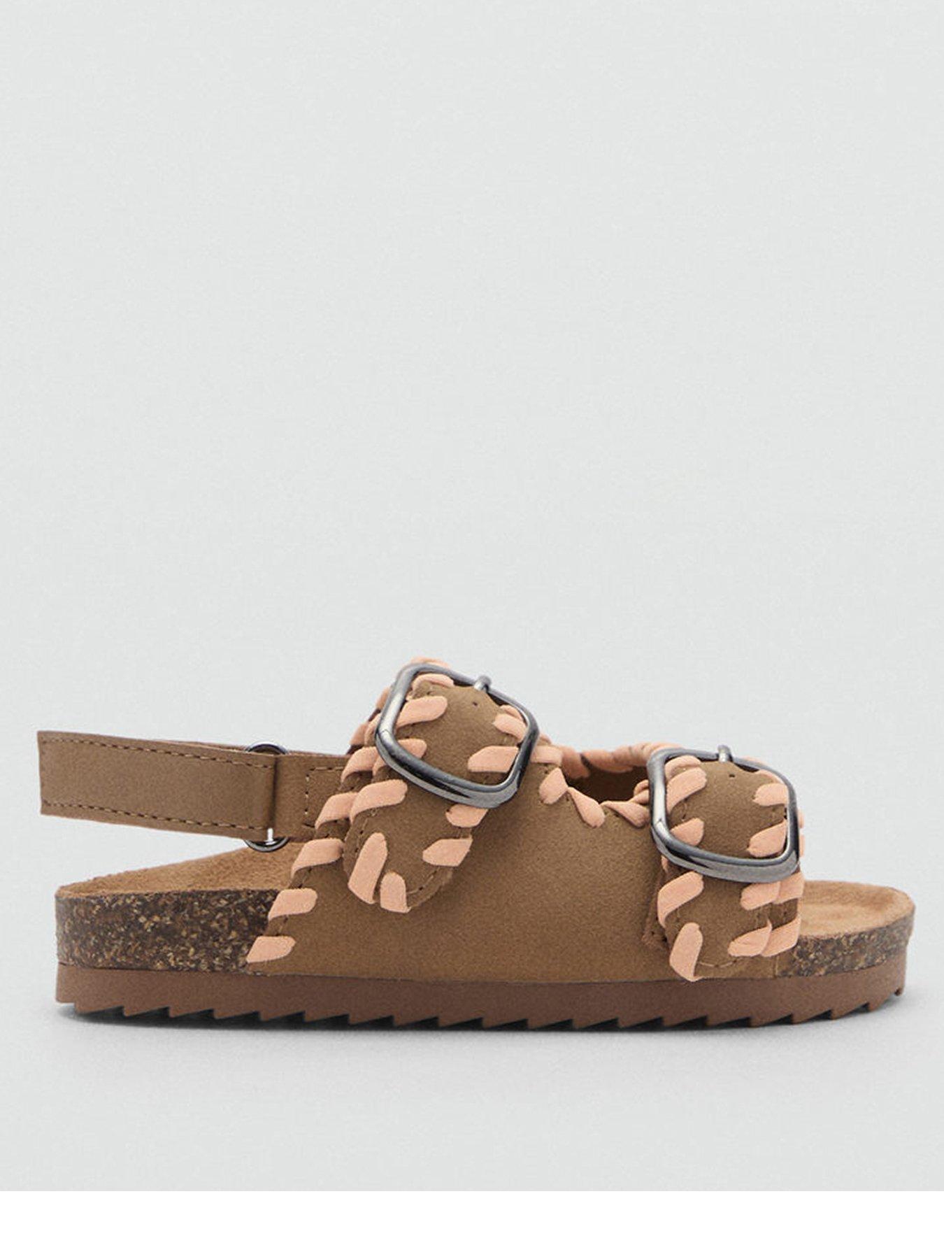 undefined Younger Girls Double Buckle Suedette Sandals - Brown