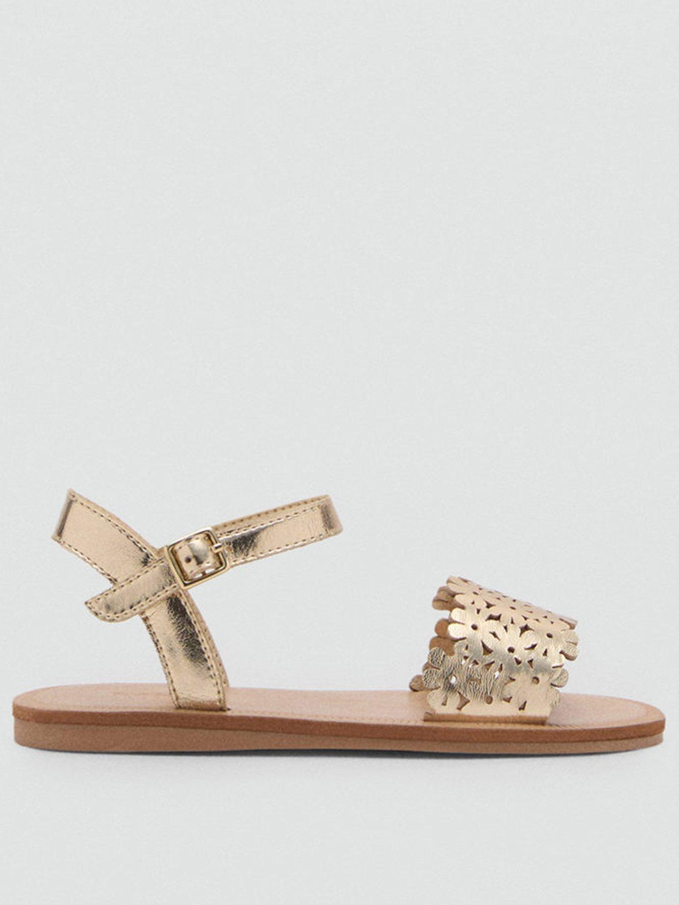 undefined Younger Girls Metallic Flower Sandals - Gold