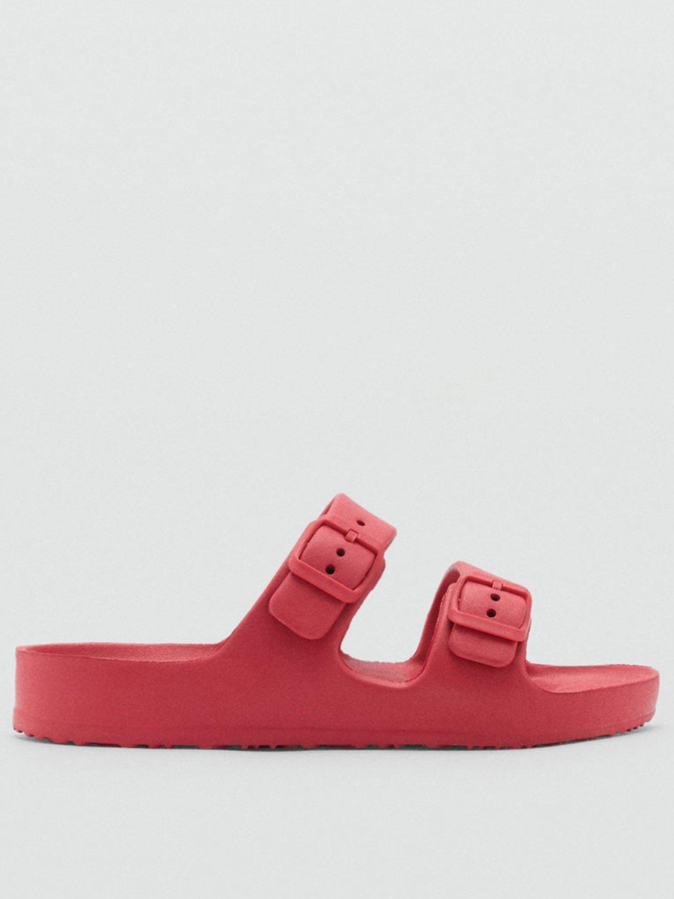 Mango: Girls Double Buckle Eva Sliders - Red - Red