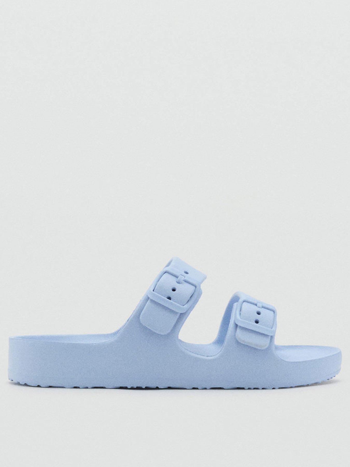 undefined Girls Double Buckle Eva Sliders - Light Blue
