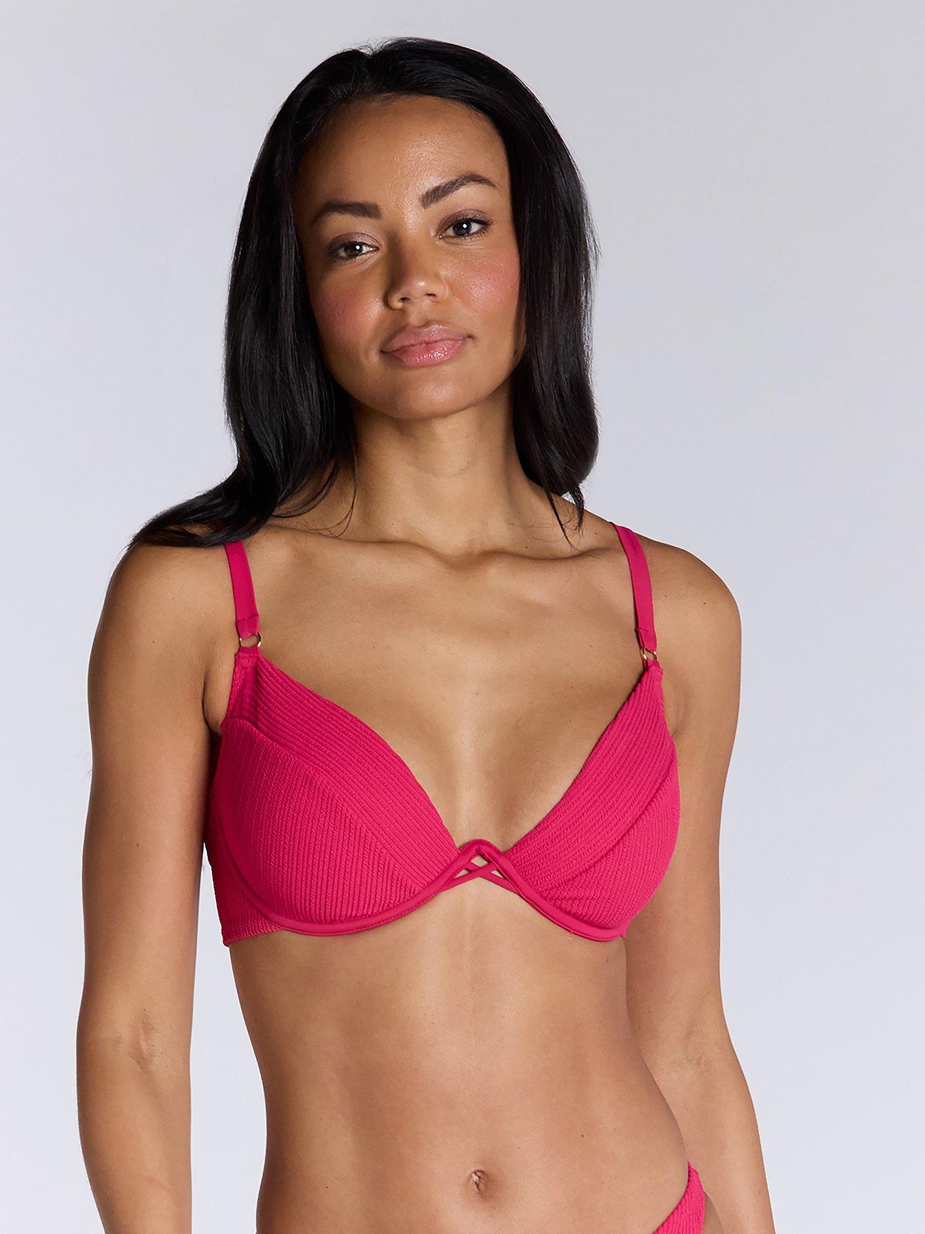 Boux Avenue Ibiza Texture Bikini Top, Pink, Size 36B, Women