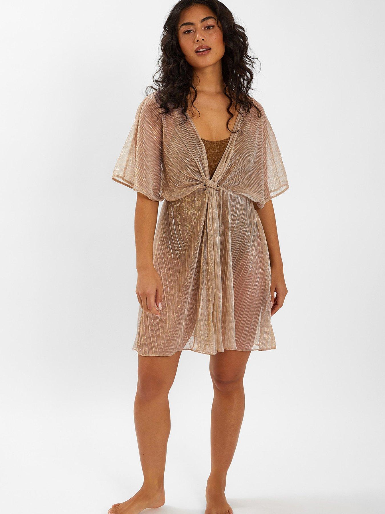 green emerald velvet dress Gold Divina Dress Beach Cover Up Dresses – Dolcessa Swimwear main image 1