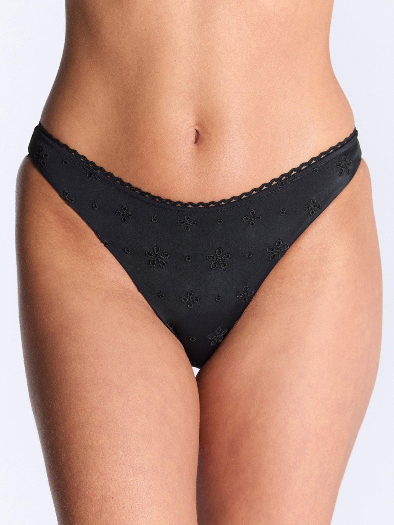 Image 4 of 5 of Boux Avenue Alba Broderie Bikini Brief - Black