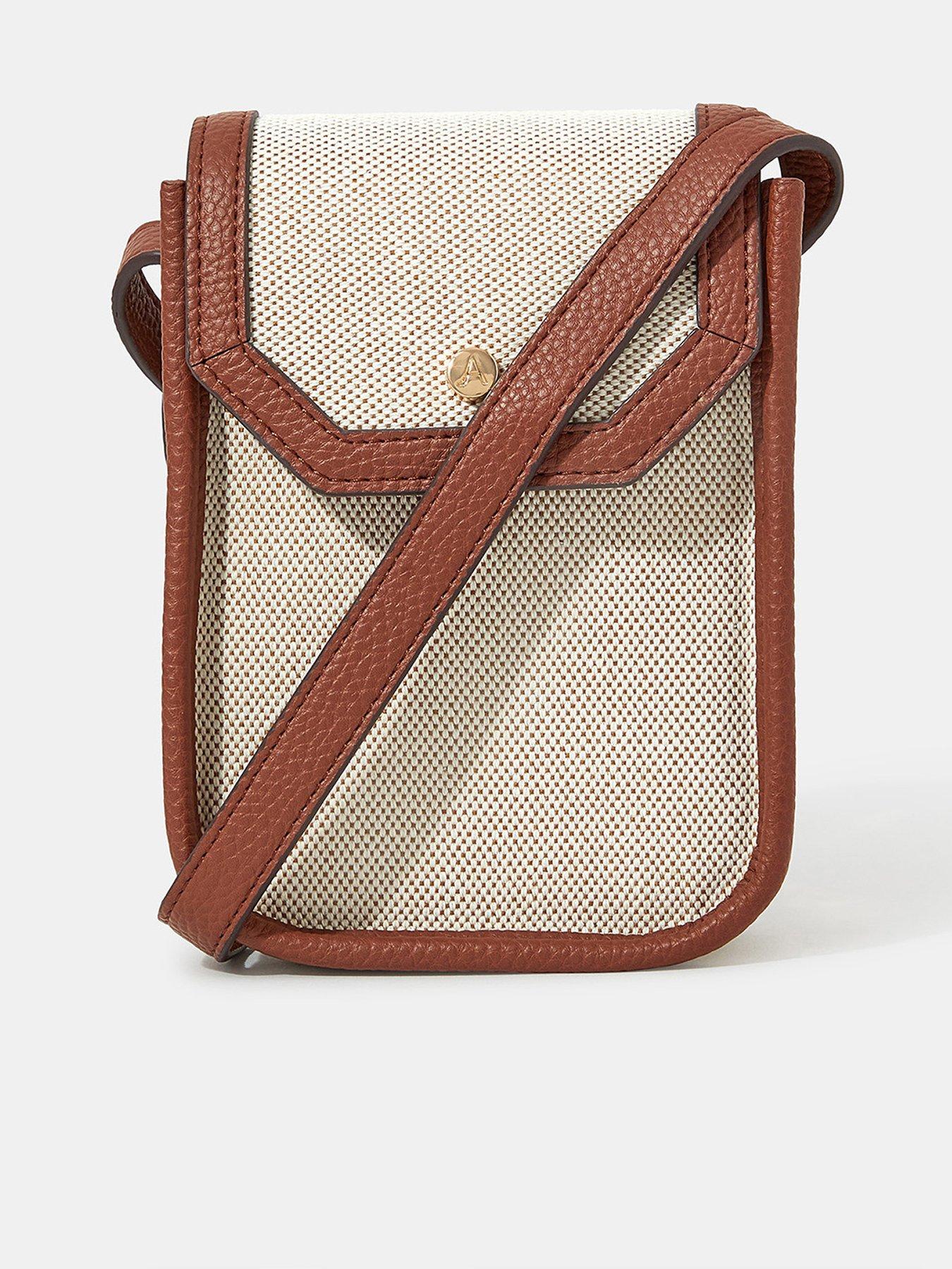 Image 1 of 5 of Accessorize Canvas Mix Phone Bag - Natural