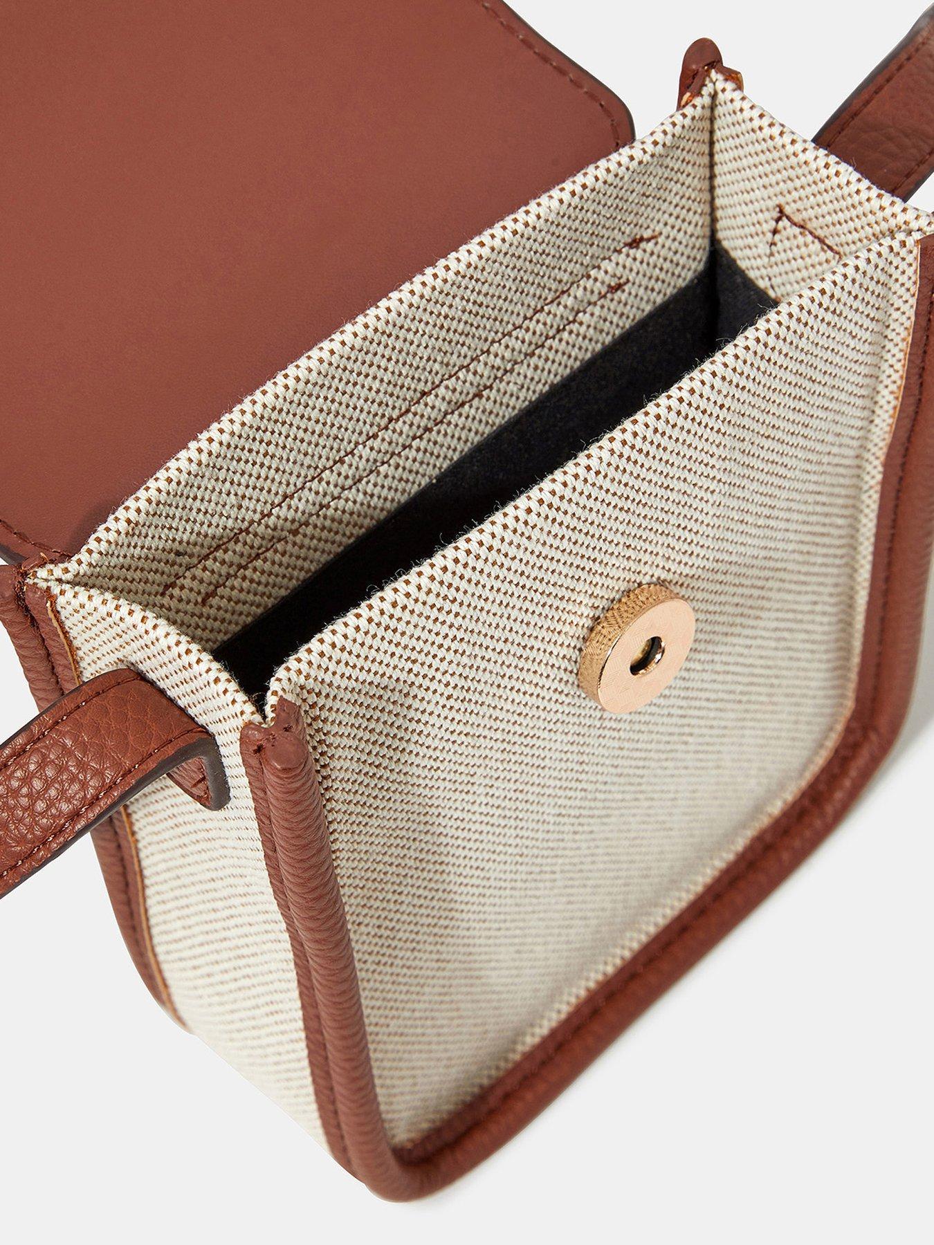 Image 4 of 5 of Accessorize Canvas Mix Phone Bag - Natural
