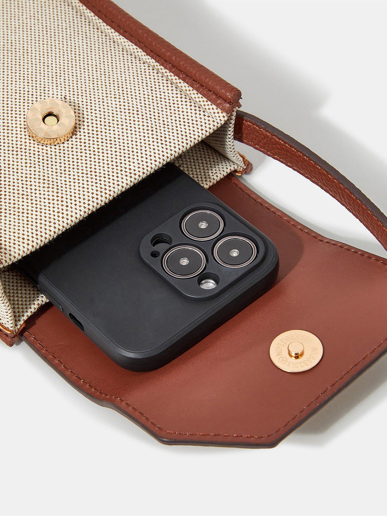 Image 5 of 5 of Accessorize Canvas Mix Phone Bag - Natural
