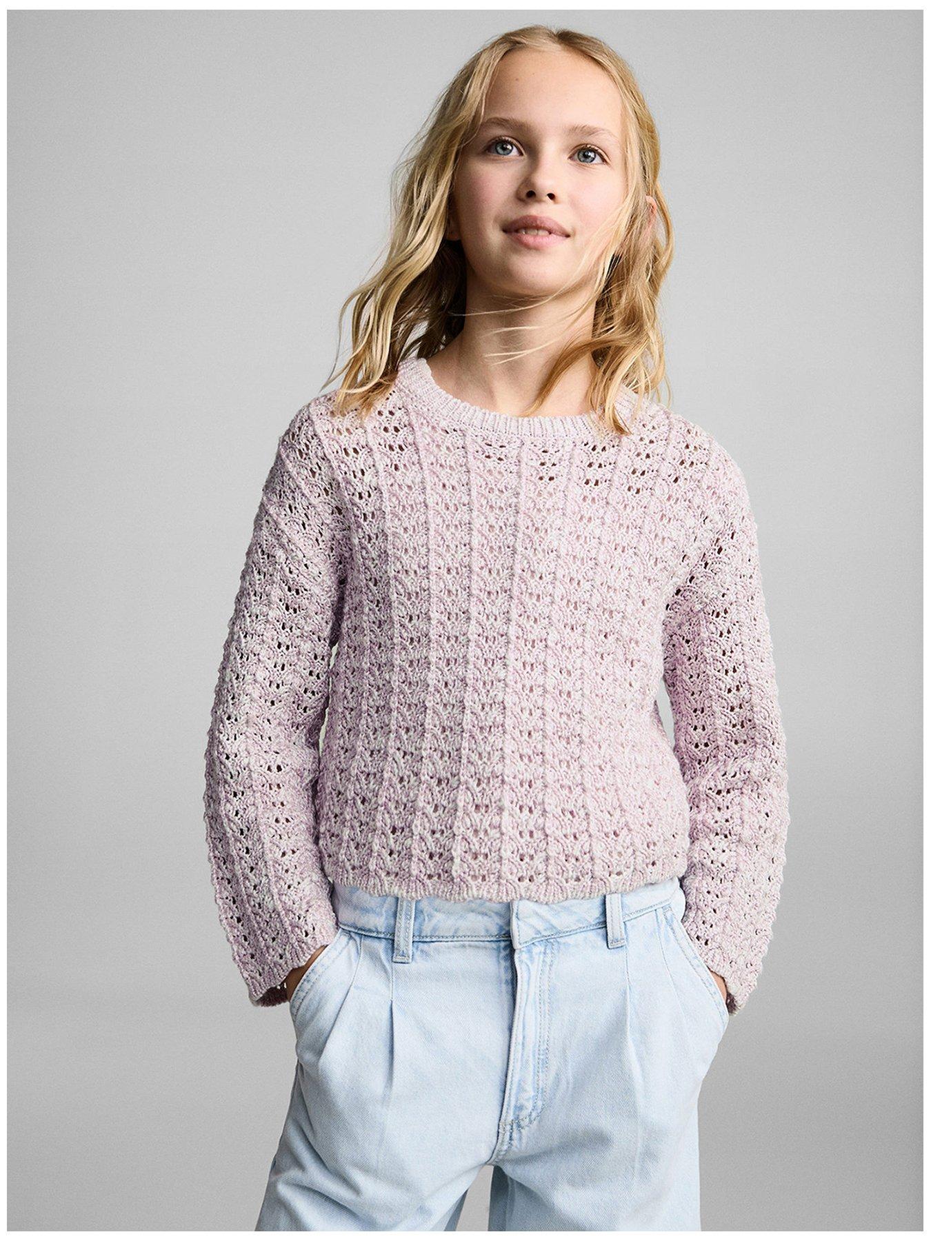 undefined Girls Crochet Jumper - Light Purple