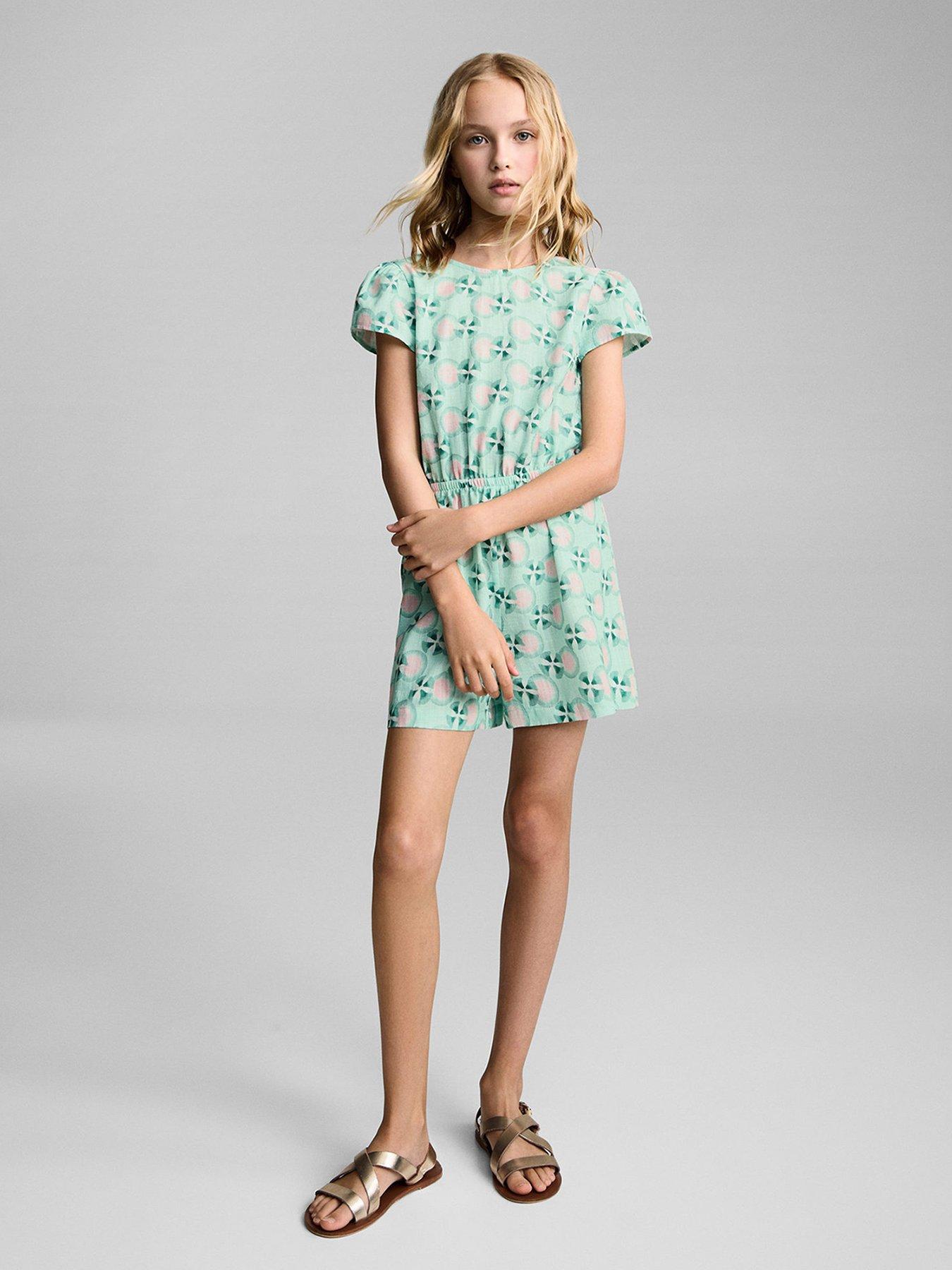 undefined Girls Open Back Playsuit - Green
