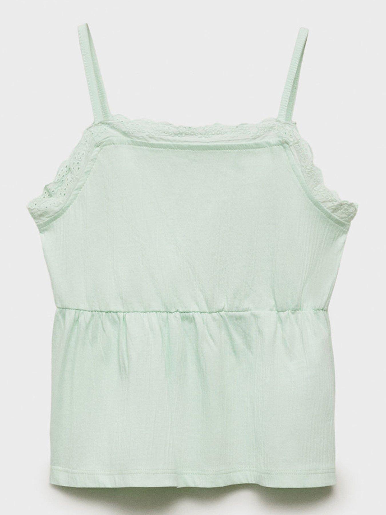 undefined Girls Strappy Vest Top - Light Green