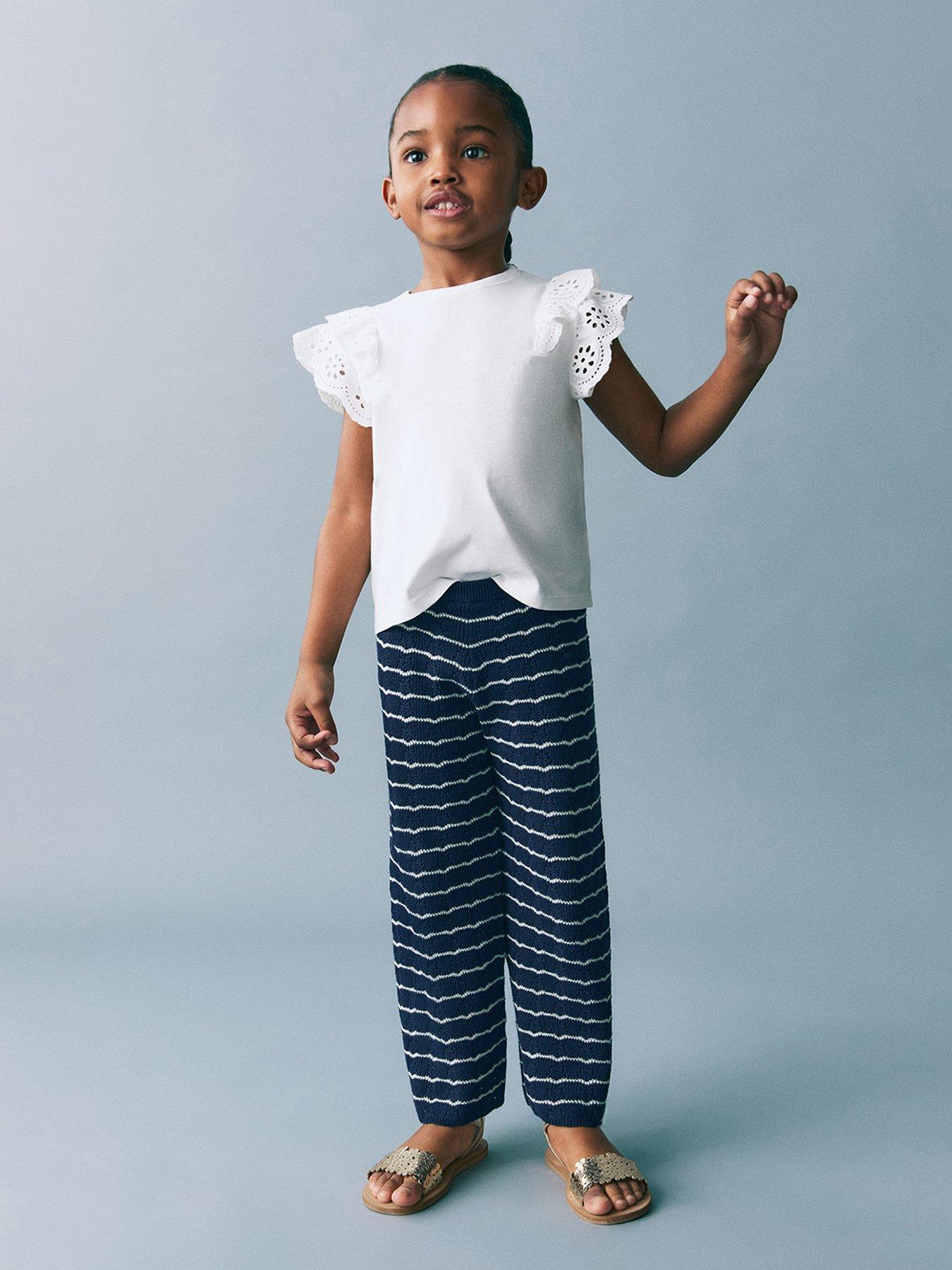 undefined Younger Girls Cutwork Sleeve T-Shirt - Light Cream