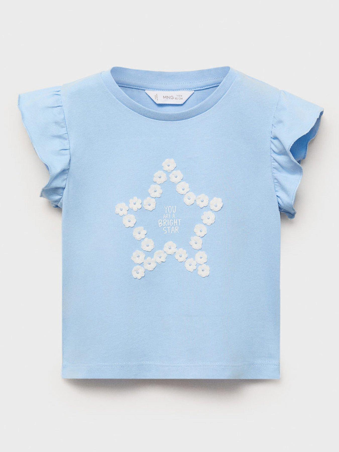 undefined Younger Girls Star Short Sleeve T-Shirt - Light Blue