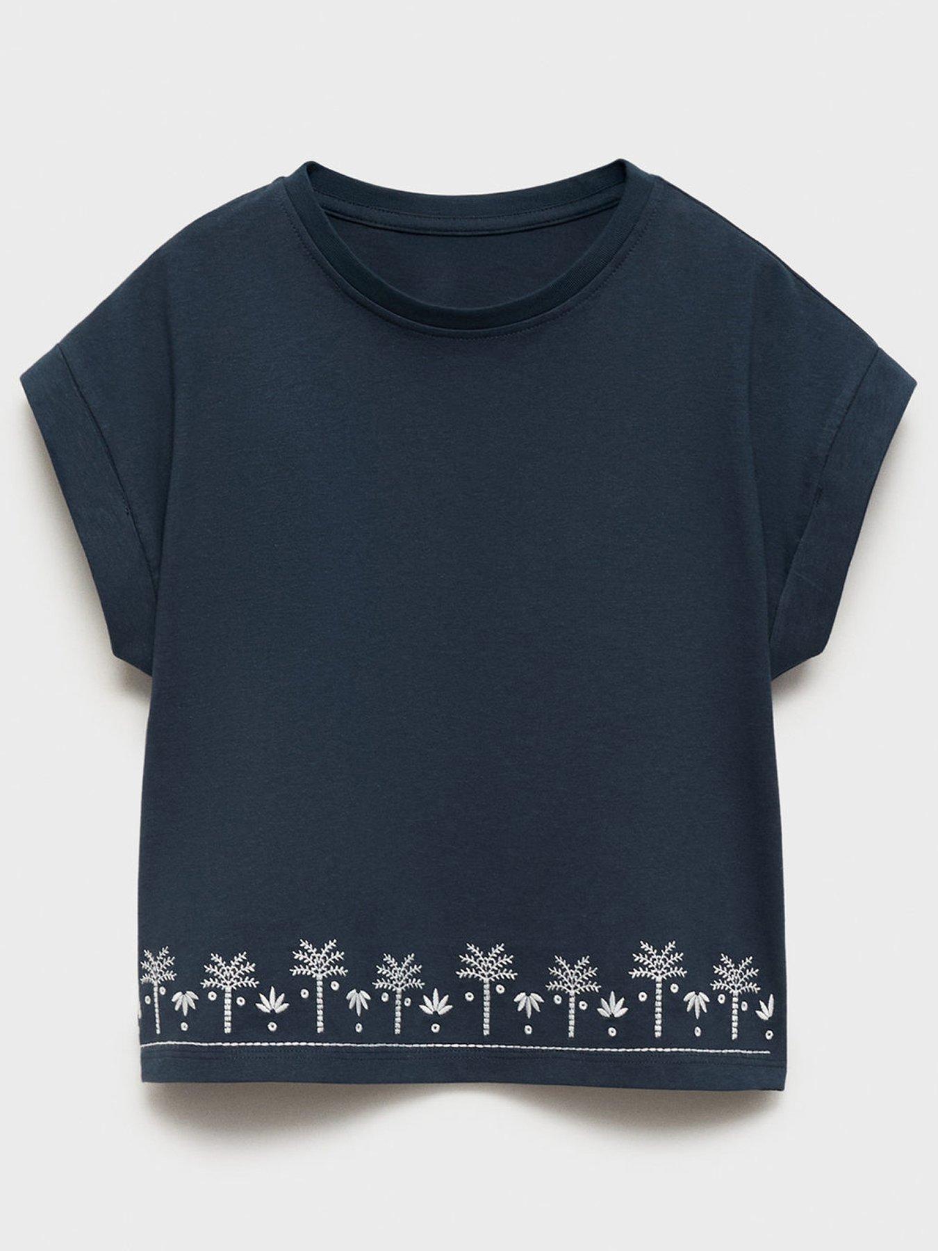 undefined Girls Palm Tree Co-Ord T-Shirt - Navy