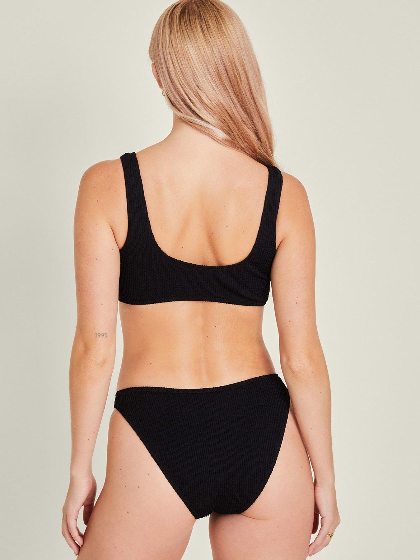 Image 2 of 4 of Accessorize Crinkle Bikini Bottoms - Black