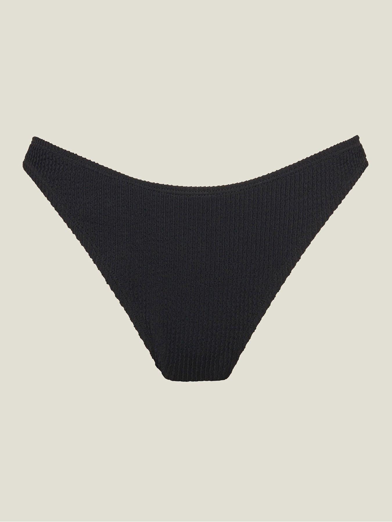 Image 3 of 4 of Accessorize Crinkle Bikini Bottoms - Black