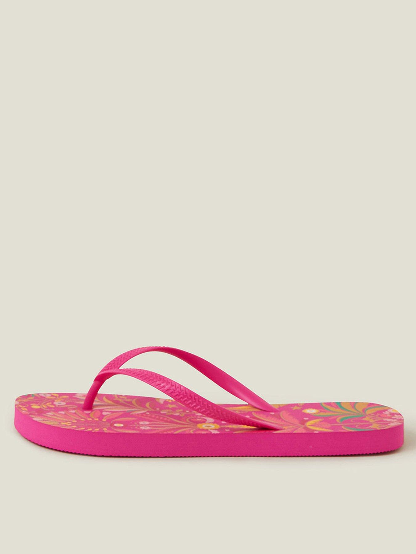 undefined Ornate Floral Print Flip Flops - Pink