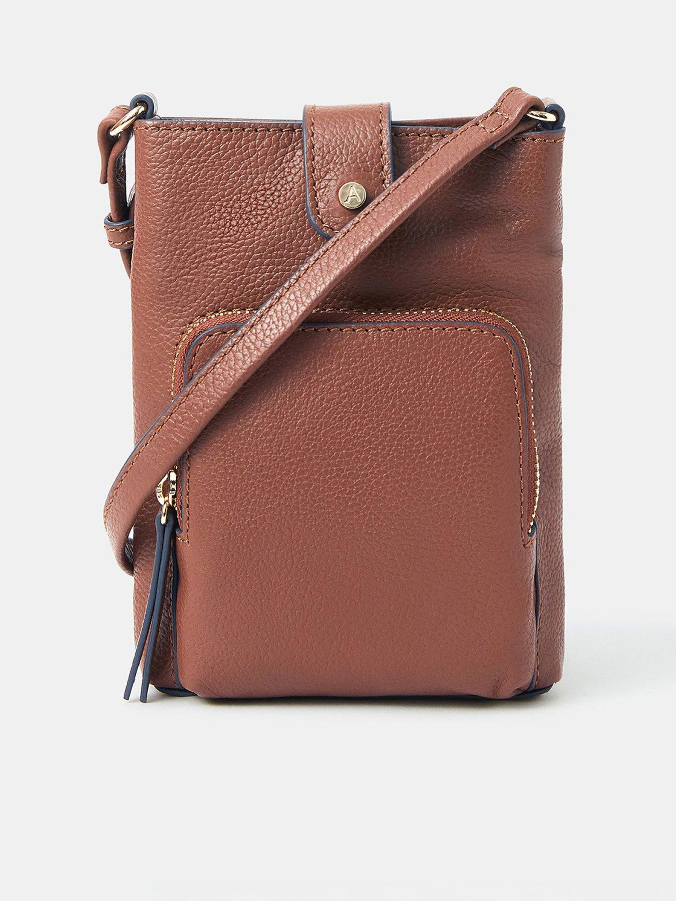 undefined Leather Pouch Phone Bag - Tan - Brown