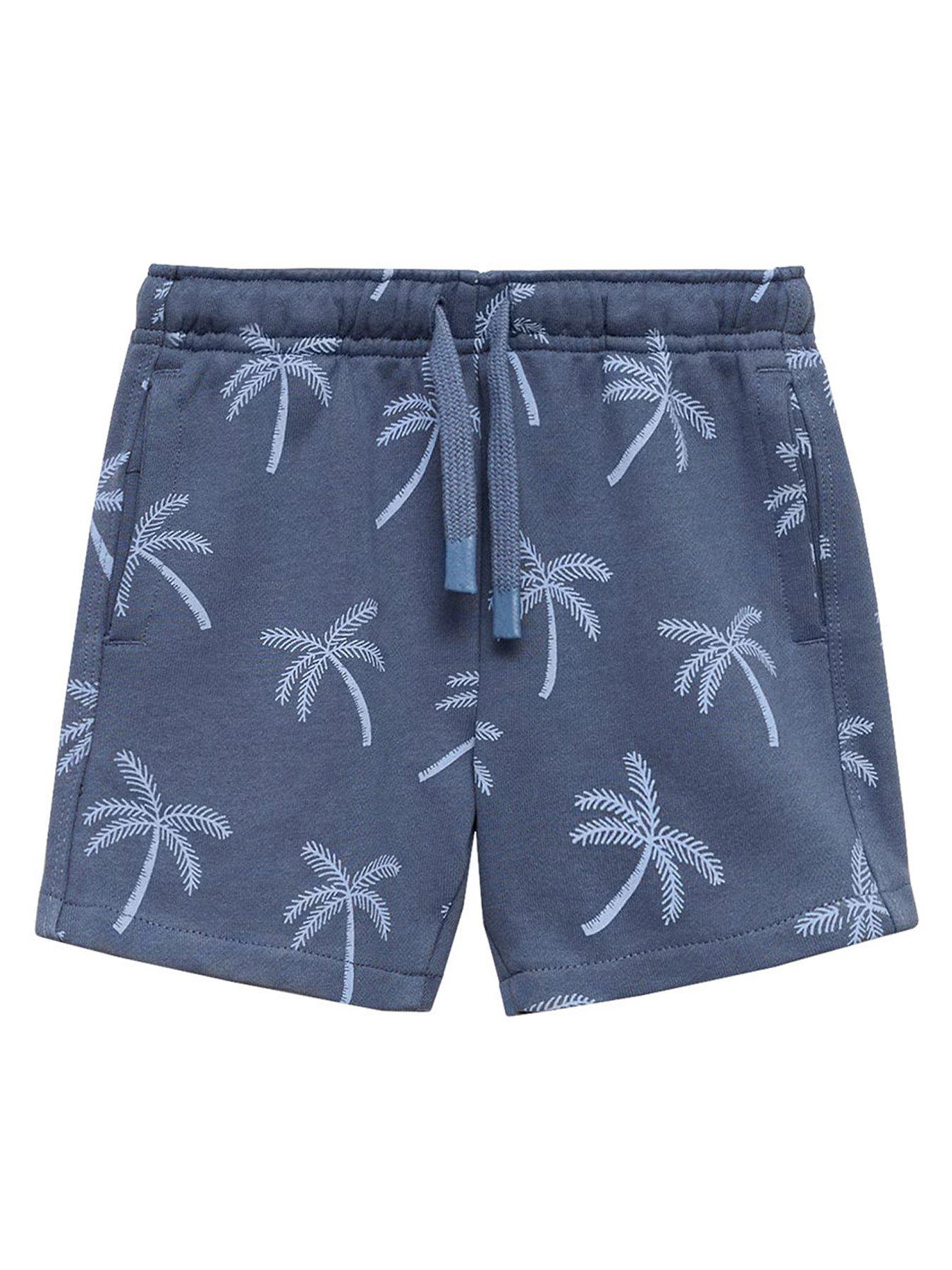 undefined Younger Boys Palm Tree Co-ord Sweat Shorts - Blue