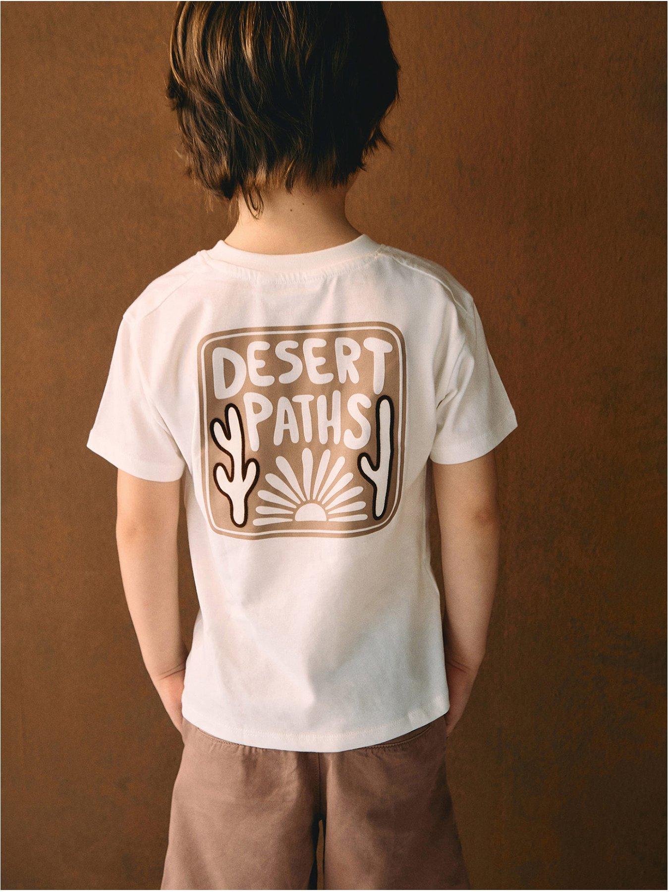 undefined Younger Boys Desert Paths Short Sleeve T-Shirt - Light Cream