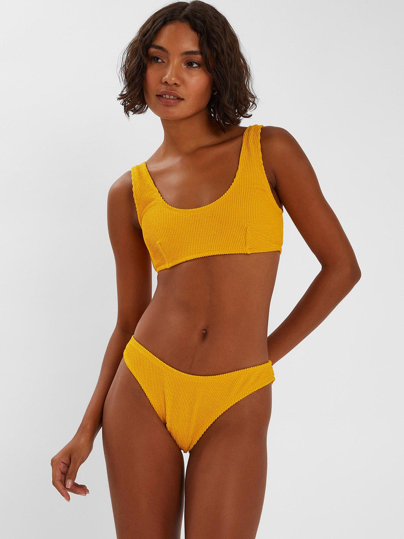 Image 1 of 4 of Accessorize Crinkle Crop Bikini Top - Yellow