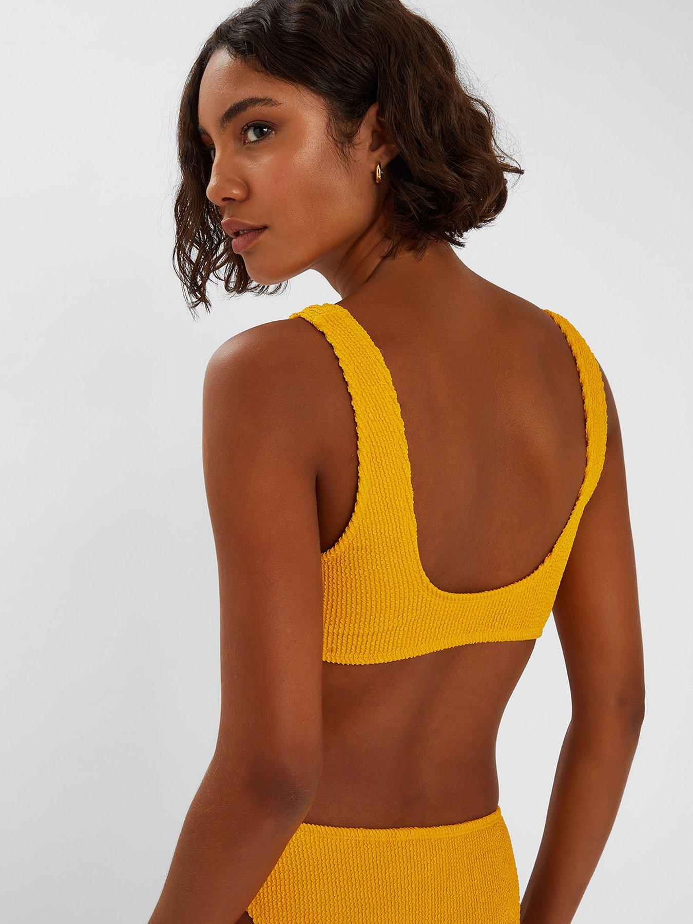 Image 2 of 4 of Accessorize Crinkle Crop Bikini Top - Yellow