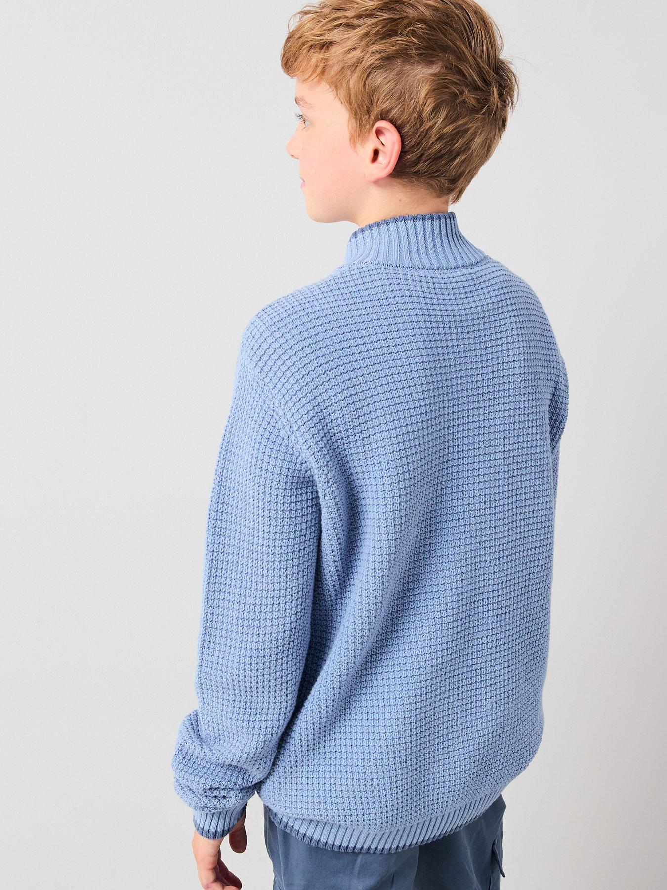 Image 2 of 6 of V by Very Boys Long Sleeve Rib Knit Half Zip Jumper - Blue