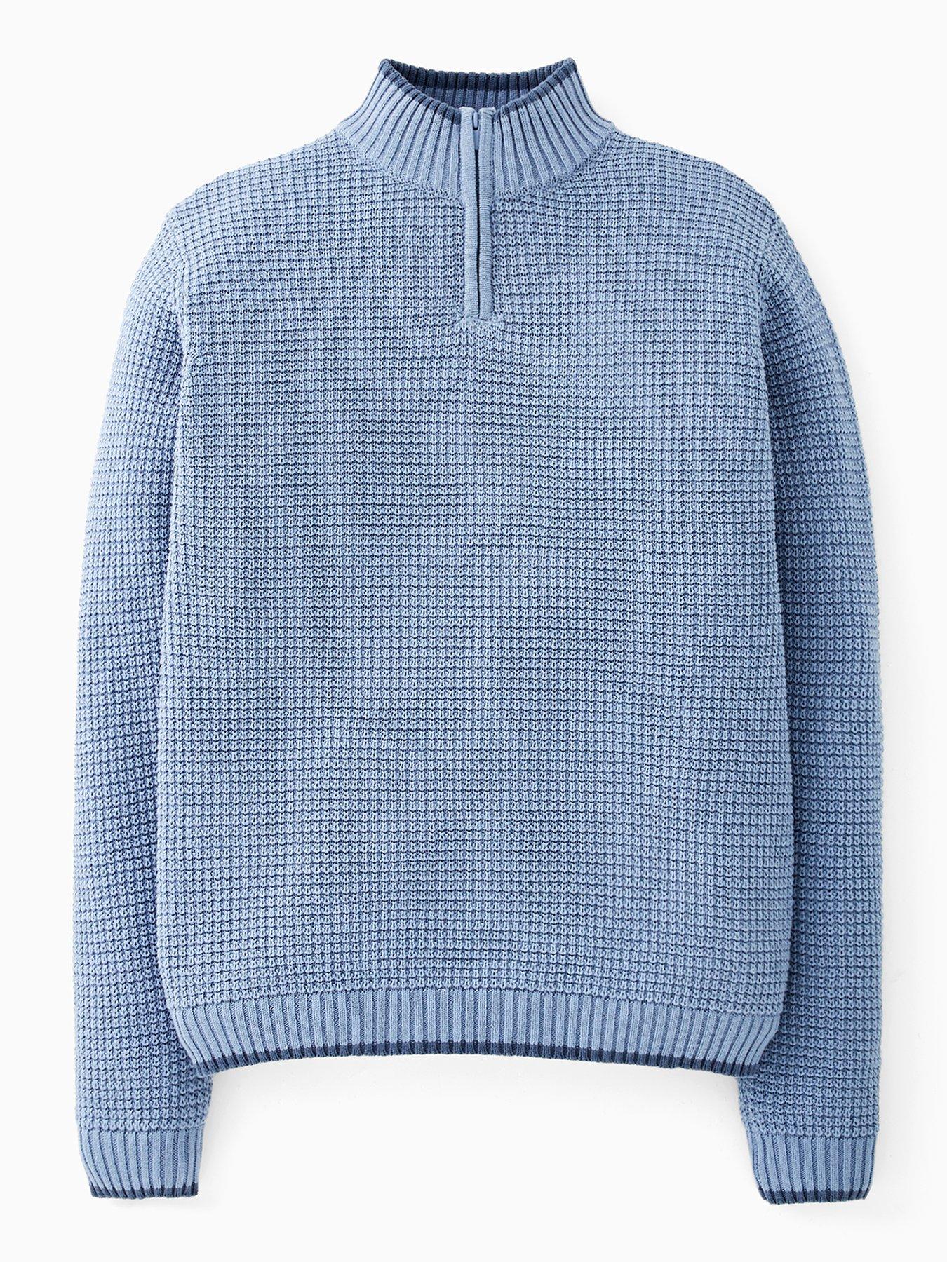V by Very Boys Long Sleeve Rib Knit Half Zip Jumper - Blue