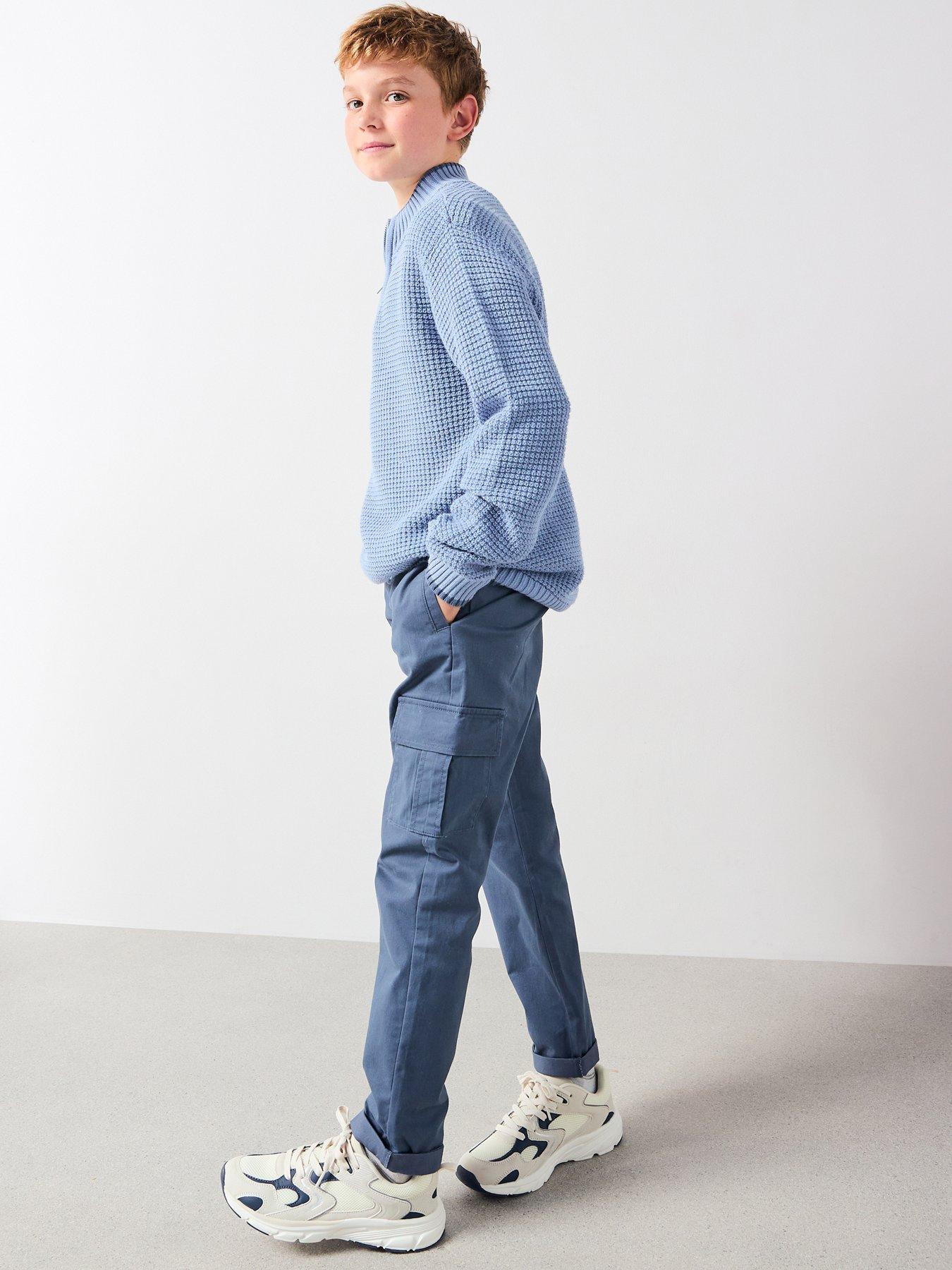 Image 3 of 6 of V by Very Boys Long Sleeve Rib Knit Half Zip Jumper - Blue