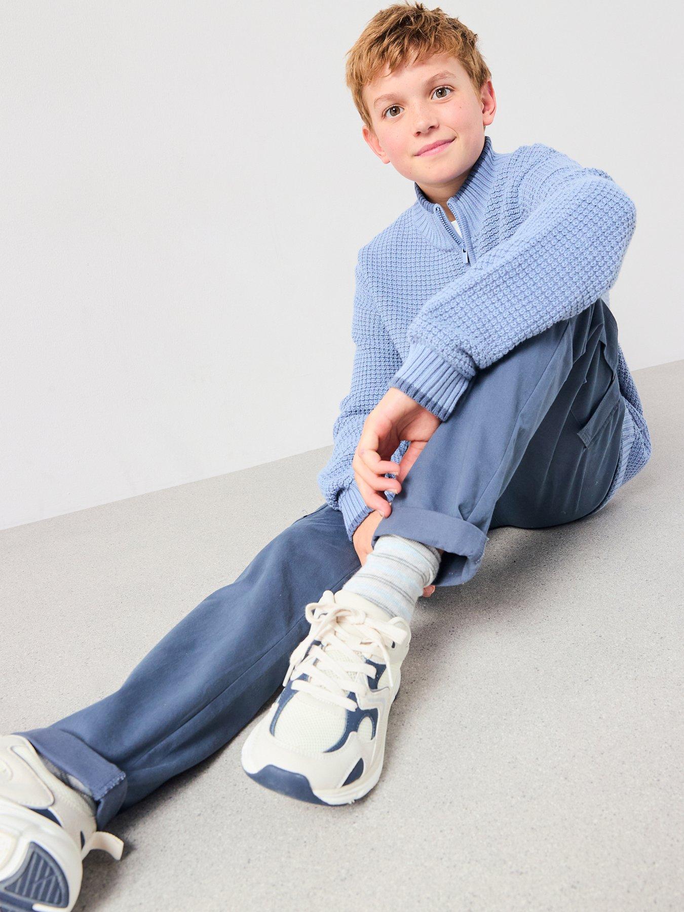 Image 4 of 6 of V by Very Boys Long Sleeve Rib Knit Half Zip Jumper - Blue
