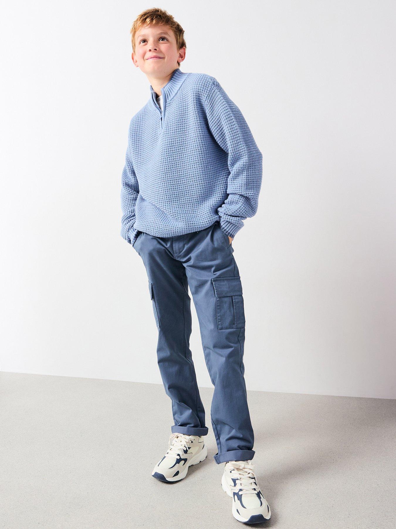 Image 5 of 6 of V by Very Boys Long Sleeve Rib Knit Half Zip Jumper - Blue
