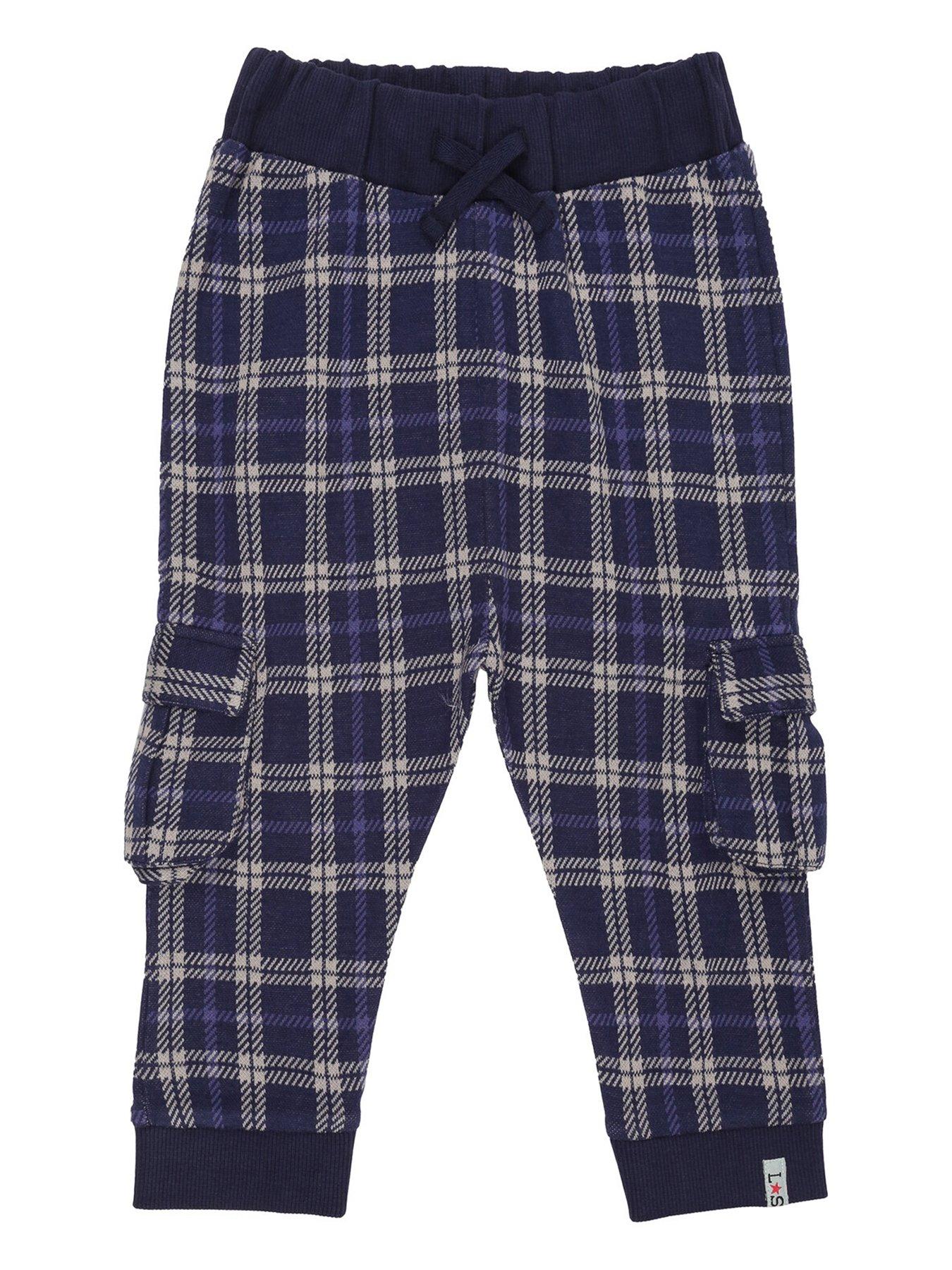 Lilly + Sid Boys Check Cargo Jogger, Navy, Size 0-6 Months