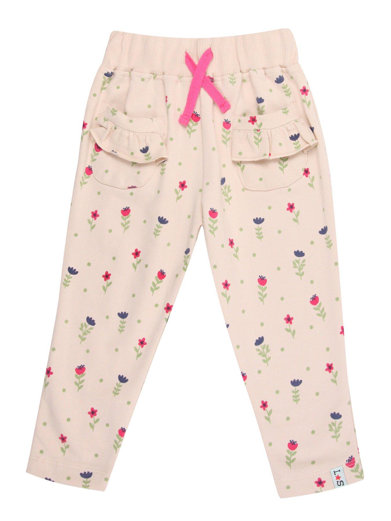Image 1 of 3 of Lilly + Sid Girls Floral Print Jogger - Neutral - Multi