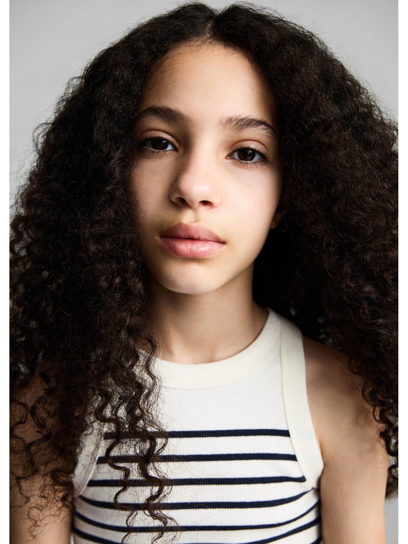 Image 5 of 5 of Mango Girls Stripe Rib Vest Top - Light Cream