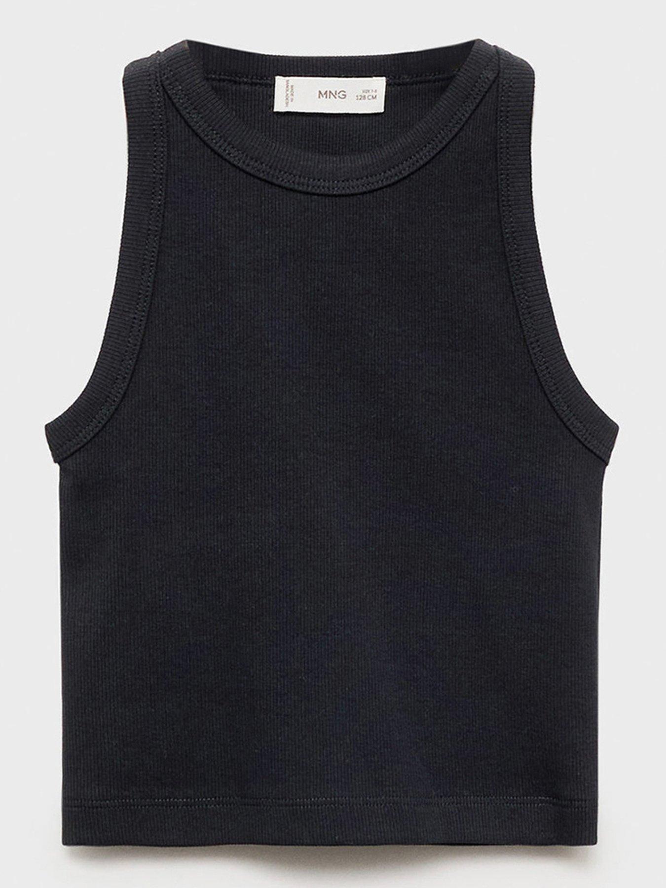 undefined Girls Rib Vest Top - Black