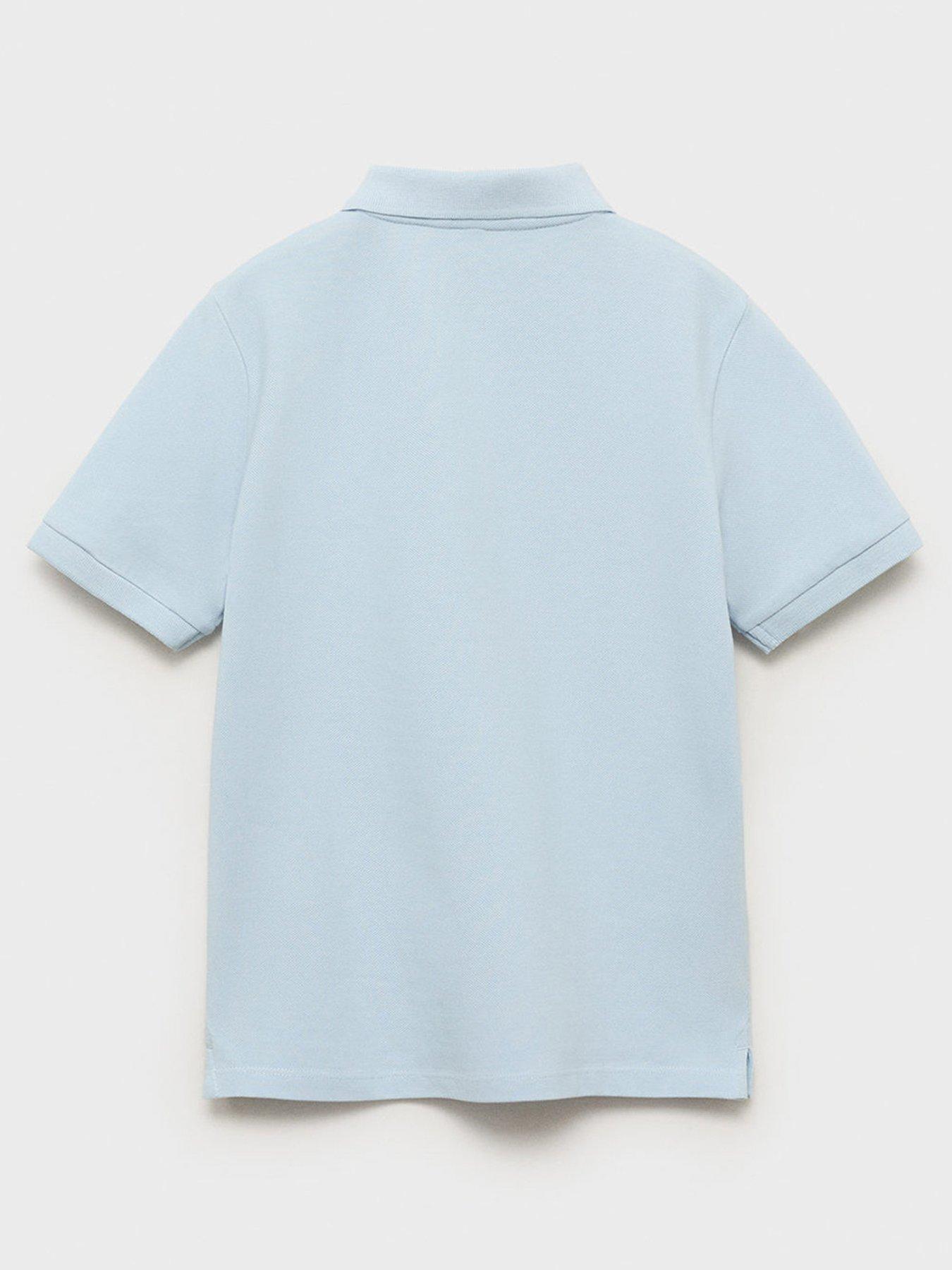 Image 2 of 4 of Mango Boys Short Sleeve Polo Shirt - Light Blue