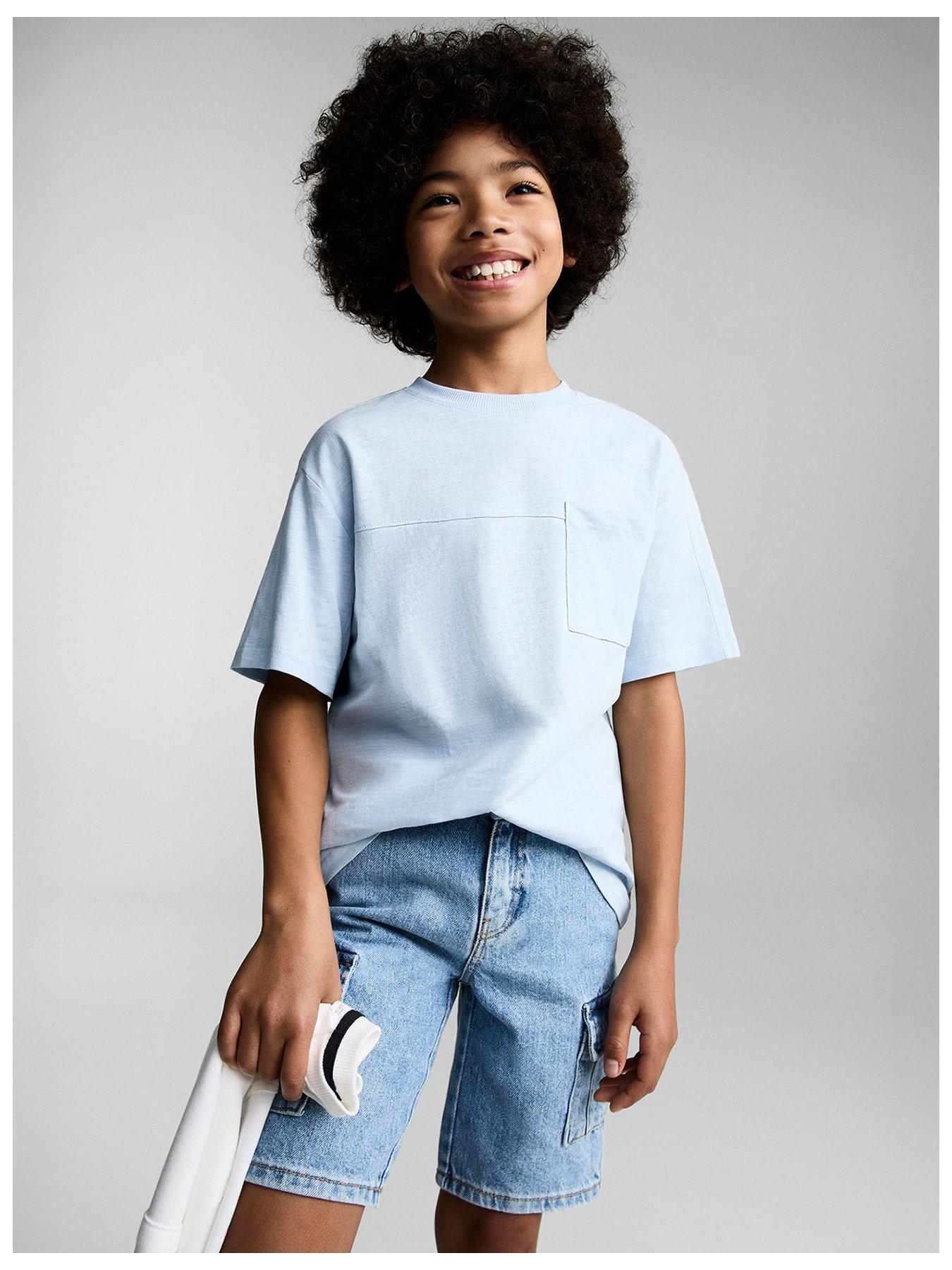 undefined Boys Slub Jersey Short Sleeve T-Shirt - Light Blue