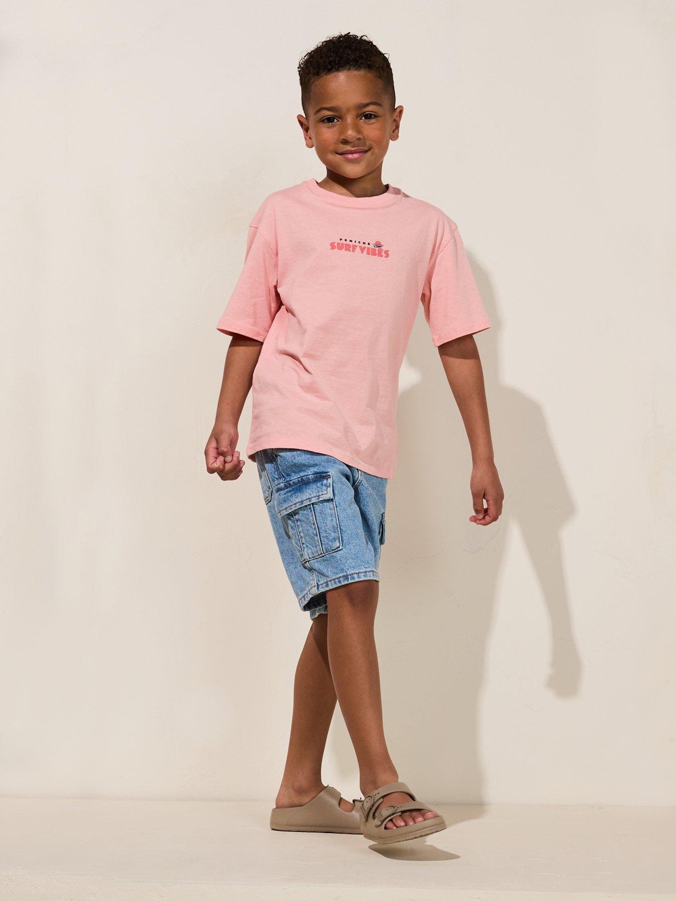 Image 3 of 6 of Mango Boys Surf Vibes Back Print Short Sleeve T-Shirt - Pink