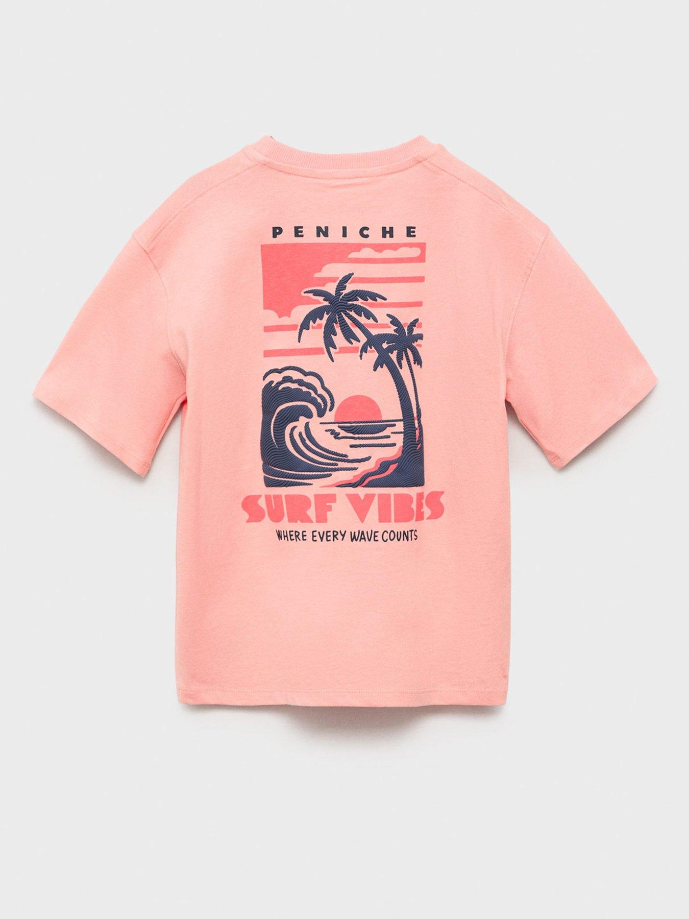 Image 6 of 6 of Mango Boys Surf Vibes Back Print Short Sleeve T-Shirt - Pink