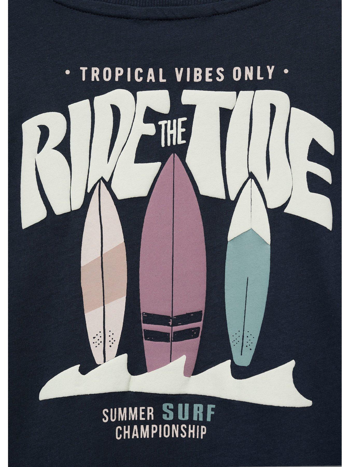 Image 3 of 4 of Mango Boys Ride The Tide Short Sleeve T-Shirt - Navy - Navy