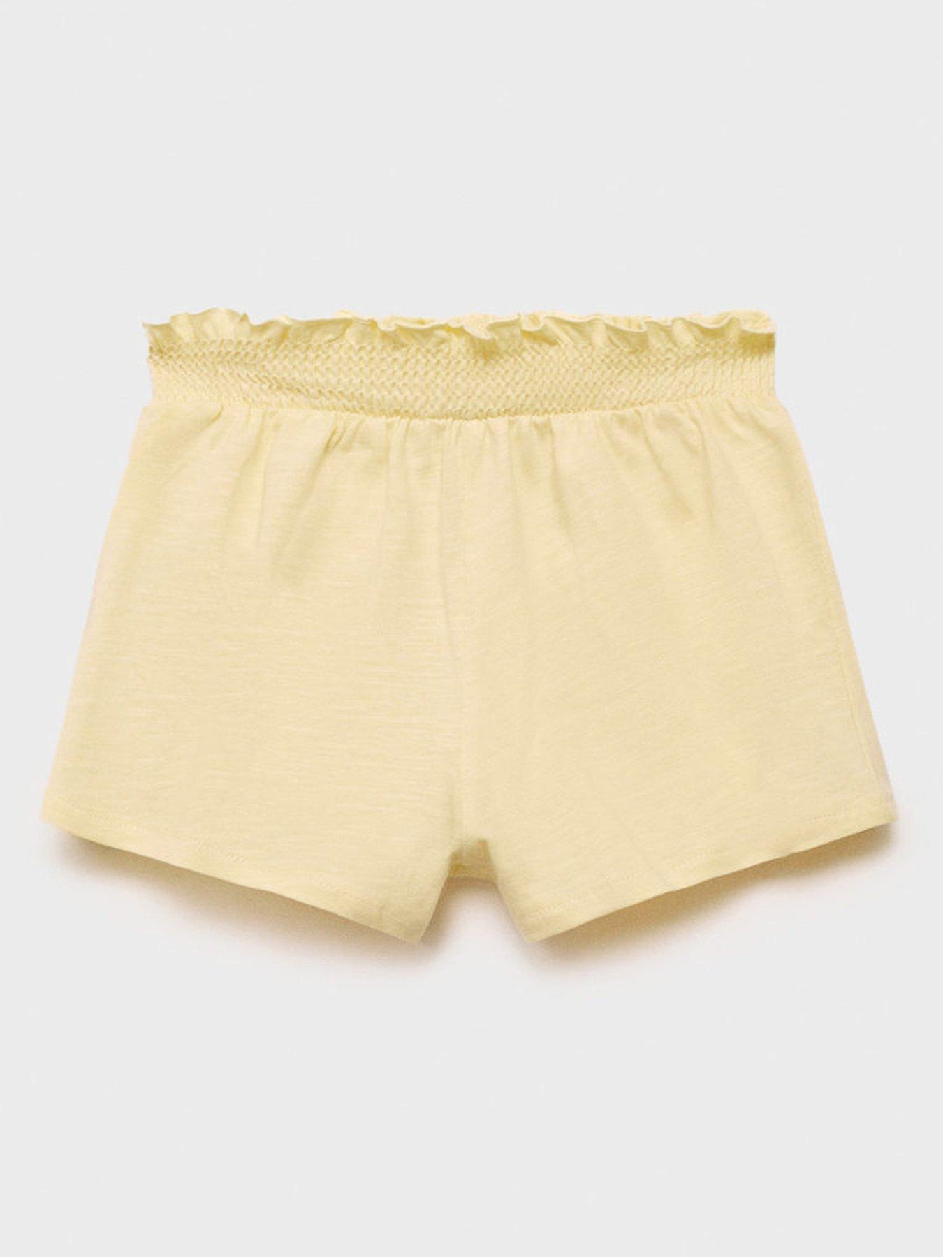 undefined Younger Girls Shirred Co-Ord Shorts - Light Yellow