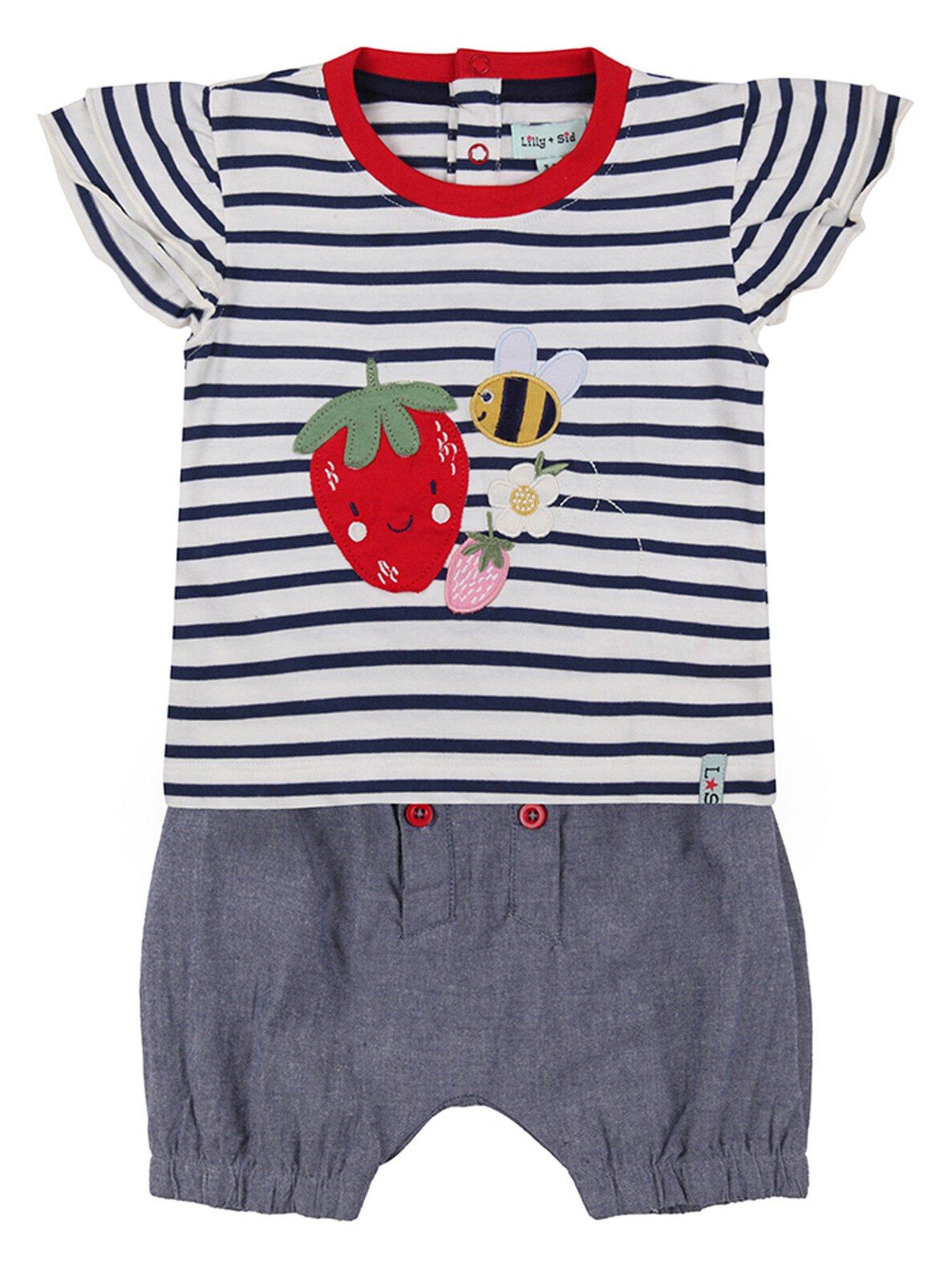 undefined Baby Girls Busy Bee Applique Top & Short Set - Mono
