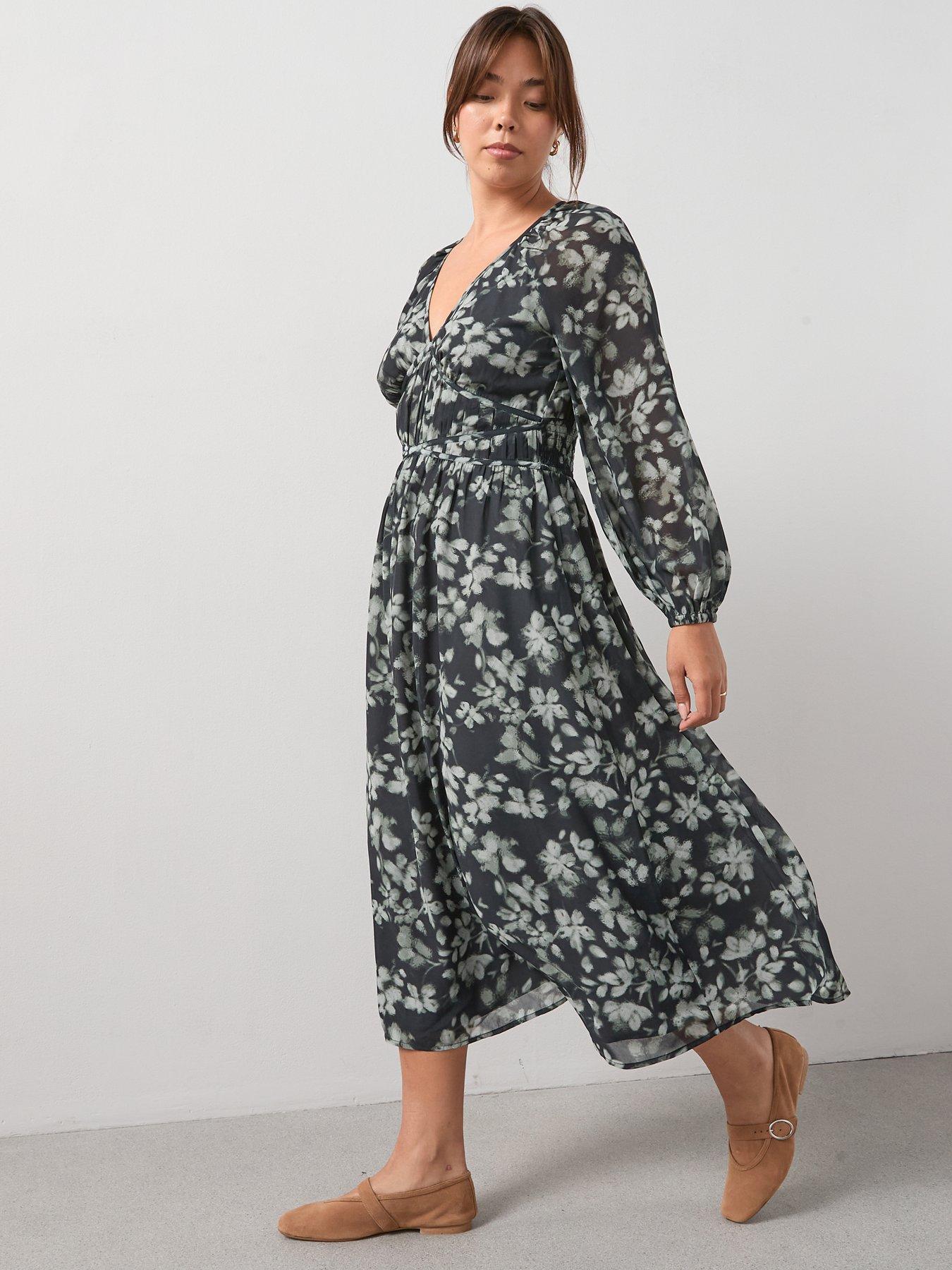 undefined Waist Detail Woven Midi Dress