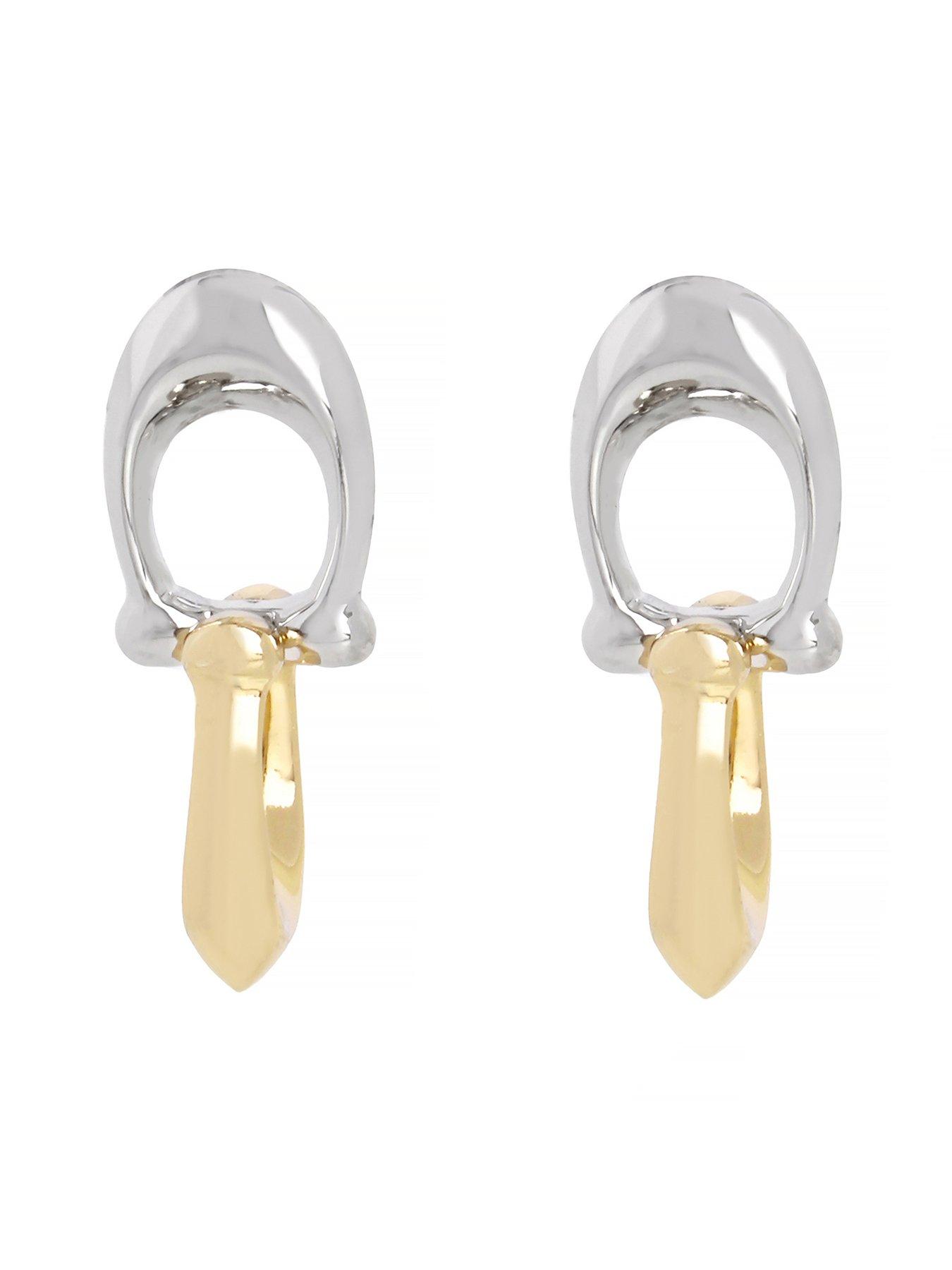 COACH Signature C Drop Earrings - Silver/Gold