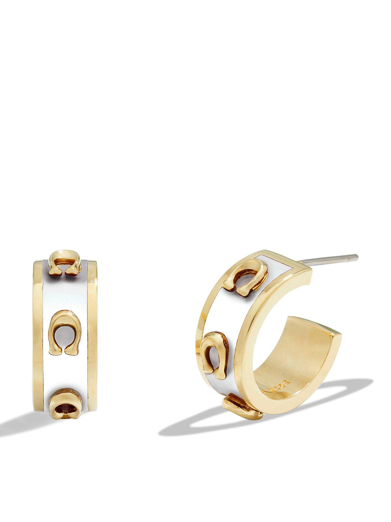 undefined Signature Enamel Hoop Earrings - Gold