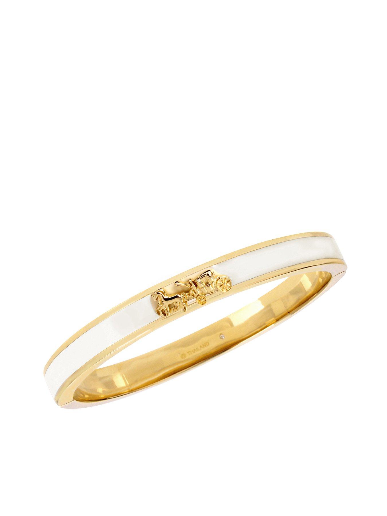 undefined Horse  &  Carriage Enamel Hinged Bangle Bracelet - Gold