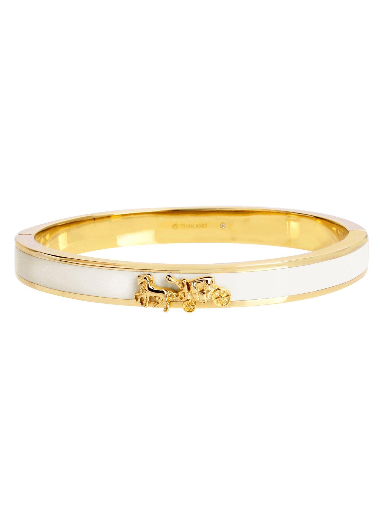 Image 2 of 3 of COACH Horse &amp; Carriage Enamel Hinged Bangle Bracelet - Gold