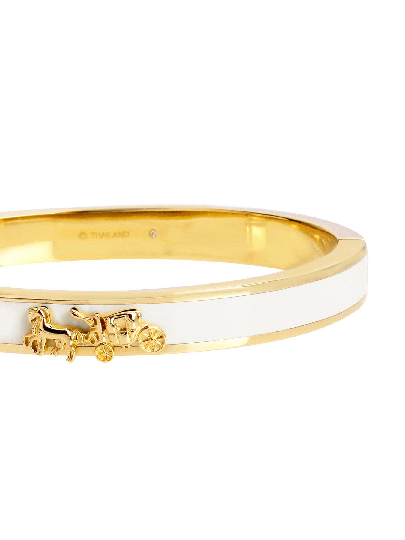 Image 3 of 3 of COACH Horse &amp; Carriage Enamel Hinged Bangle Bracelet - Gold