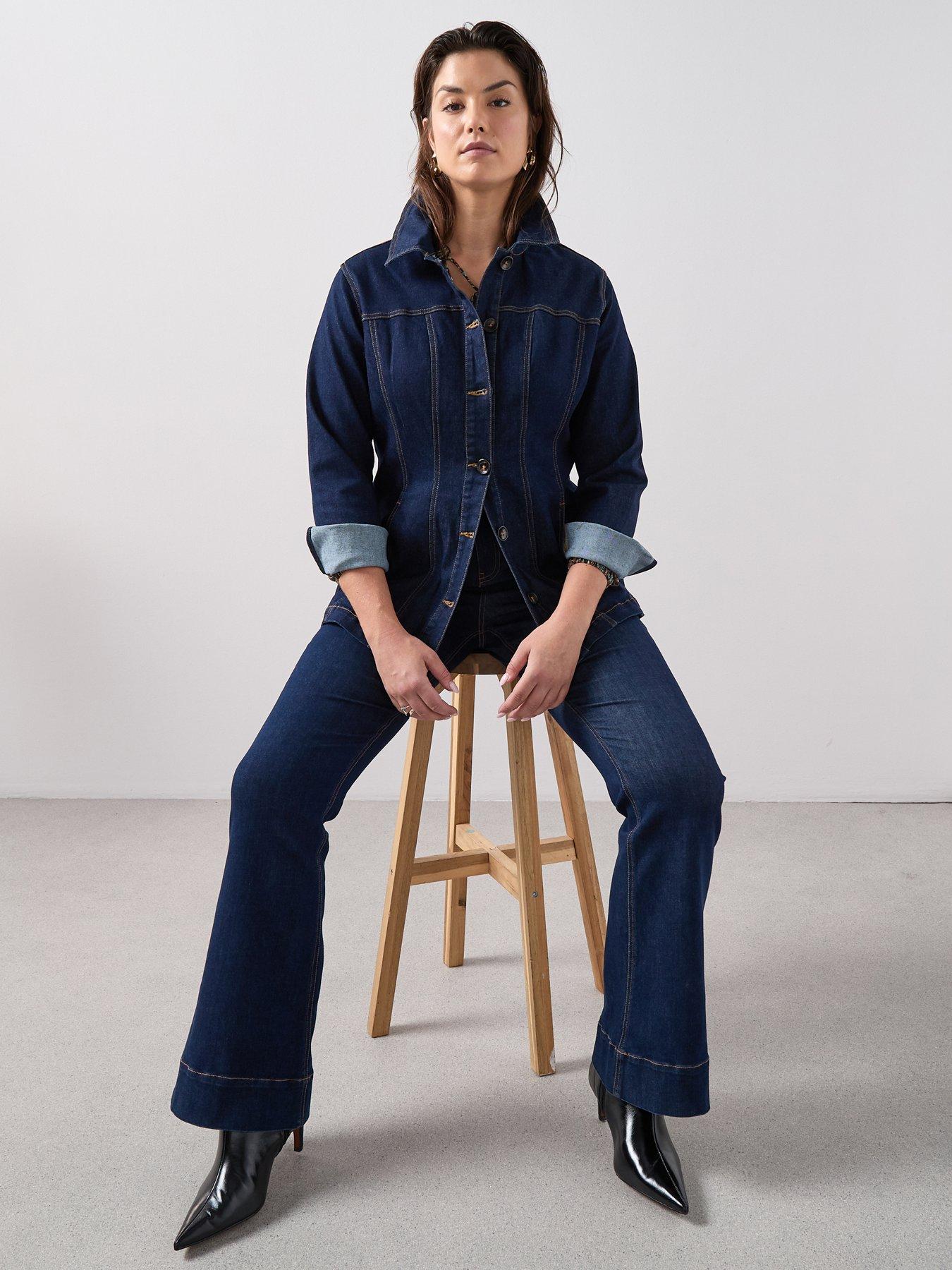 The Very Collection Curve Seam Detail Belted Denim Jacket | Very