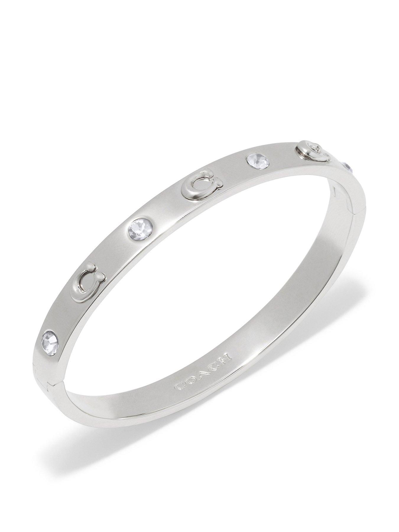 undefined C Hinged Bangle Bracelet - Silver