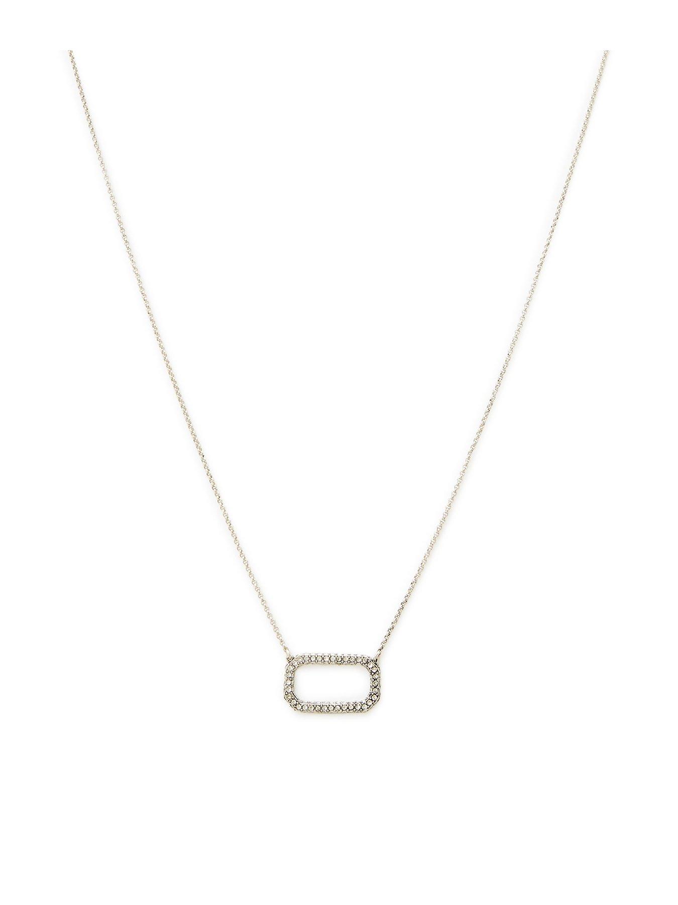 undefined Crystal Hex Short Pendant Necklace - Silver